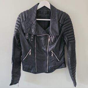 Vintage Y2K Contemporary Indie Sleeze Grunge Quilted Faux Leather Moto Jacket L